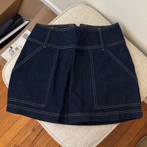 Shona Joy Dark Denim Pleated Mini Skirt